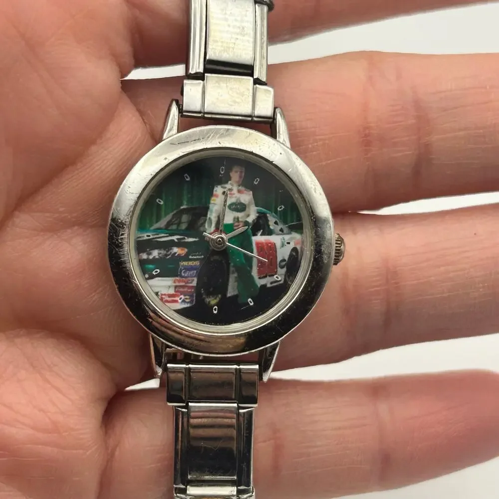 NASCAR Collectible Watch Silver-tone Women’s Watch Working New Battery